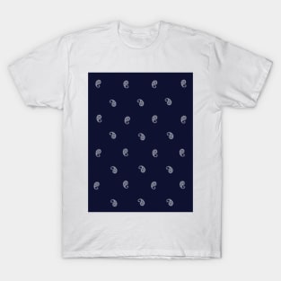 Small Paisley Bandana Style - Navy Blue and White T-Shirt